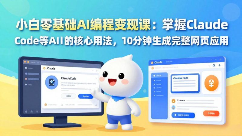 小白零基础AI编程变现课:掌握Claude Code等AI工具的核心用法,10分钟生成完整网页应用 - 技研社-技研社