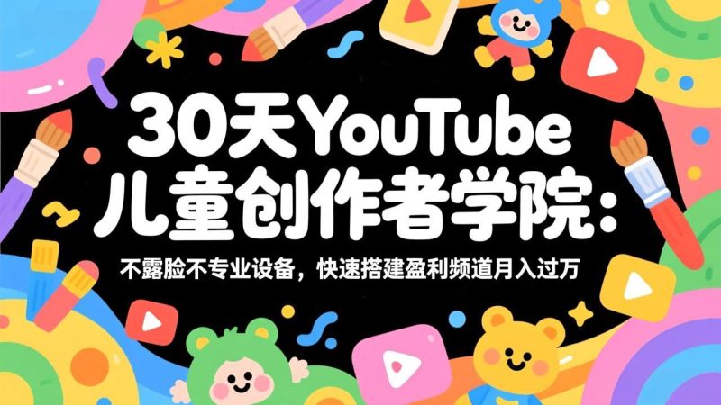 30天YouTube儿童创作者学院:不露脸不专业设备,快速搭建盈利频道月入过万 - 技研社-技研社