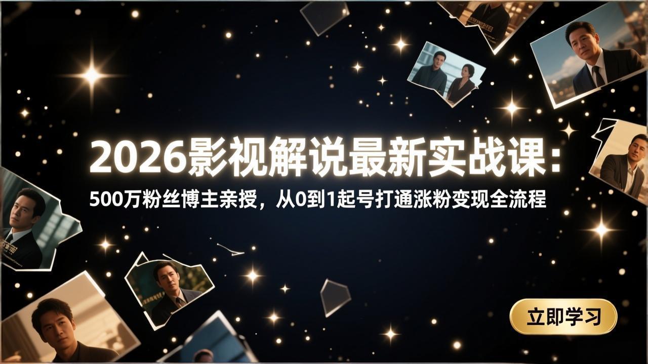 2026影视解说最新实战课:500万粉丝博主亲授,从0到1起号打通涨粉变现全流程 2026影视解说最新实战课:500万粉丝博主亲授,从0到1起号打通涨粉变现全流程