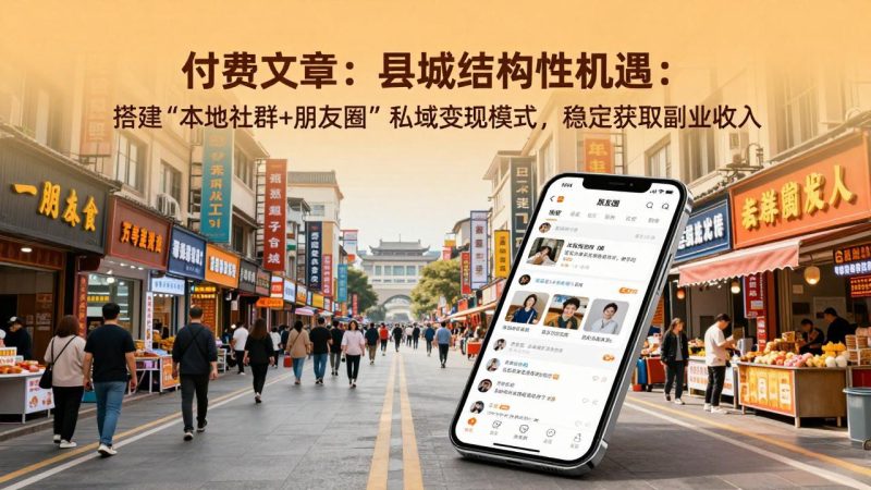 付费文章：县城结构性机遇：搭建“本地社群+朋友圈”私域变现模式，稳定获取副业收入 - 技研社-技研社
