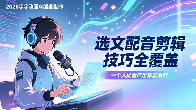 2026字字动画AI漫剧制作-1期,选文配音剪辑技巧全覆盖,一个人就能批量产出爆款漫剧 2026字字动画AI漫剧制作-1期,选文配音剪辑技巧全覆盖,一个人就能批量产出爆款漫剧