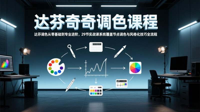 达芬奇调色从零基础到专业进阶,29节实战课系统覆盖节点调色与风格化技巧全流程 - 技研社-技研社