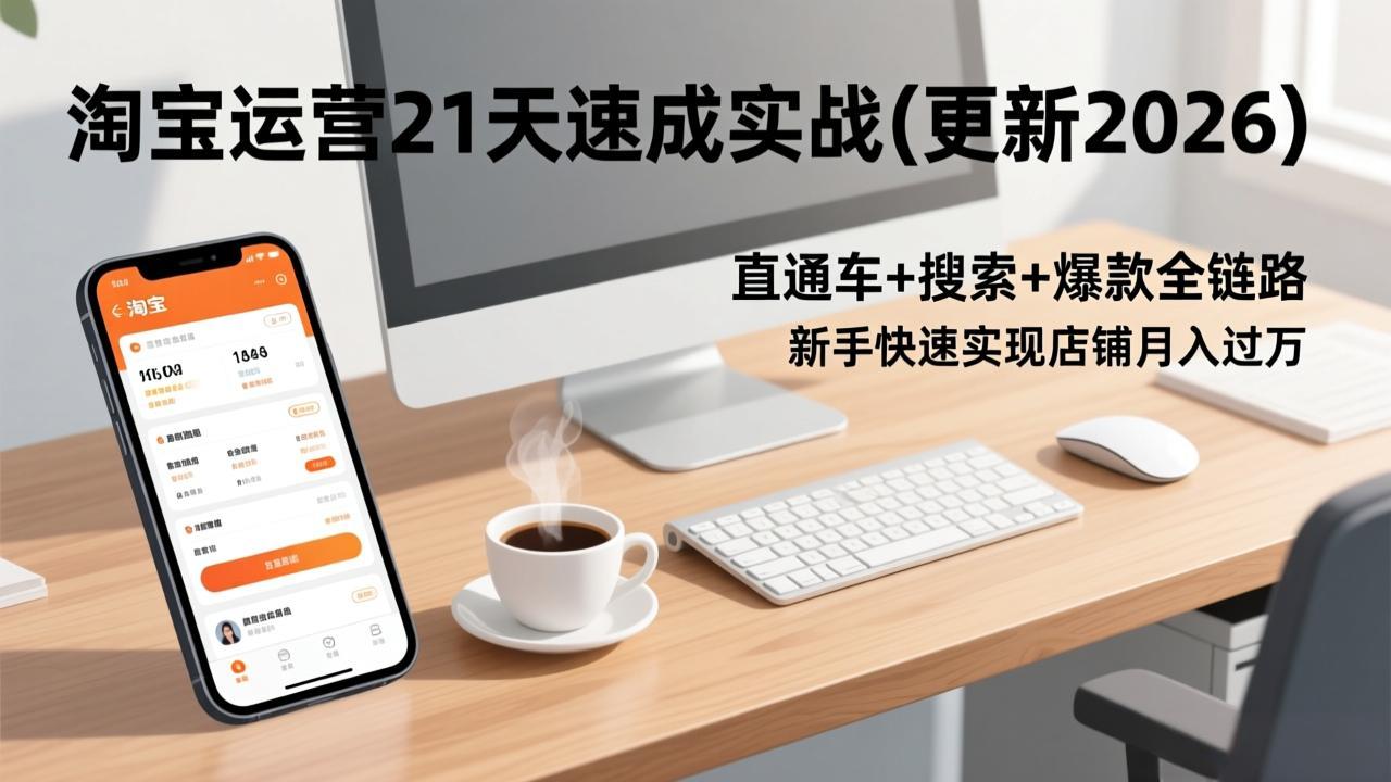 淘宝运营21天速成实战(更新2026),直通车+搜索+爆款全链路,新手快速实现店铺月入过万 淘宝运营21天速成实战(更新2026),直通车+搜索+爆款全链路,新手快速实现店铺月入过万