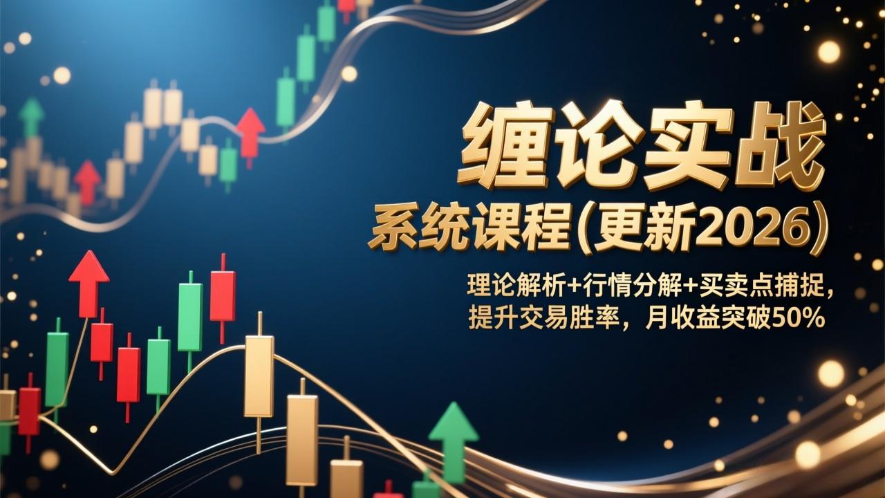 缠论实战系统课程(更新2026)，理论解析+行情分解+买卖点捕捉，提升交易胜率，月收益突破50%