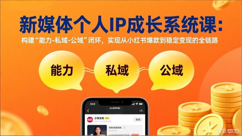 新媒体个人IP成长系统课-更新:构建“能力-私域-公域”闭环,实现从小红书爆款到稳定变现 - 技研社-技研社