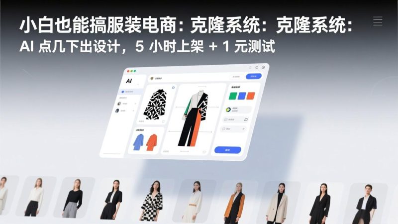小白也能搞服装电商:克隆系统:AI 点几下出设计,5 小时上架 + 1 元测试 - 技研社-技研社