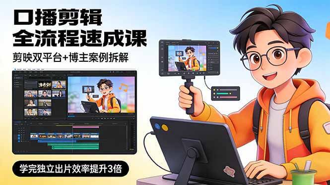 口播剪辑全流程速成课,剪映双平台+博主案例拆解,学完独立出片效率提升3倍 口播剪辑全流程速成课,剪映双平台+博主案例拆解,学完独立出片效率提升3倍