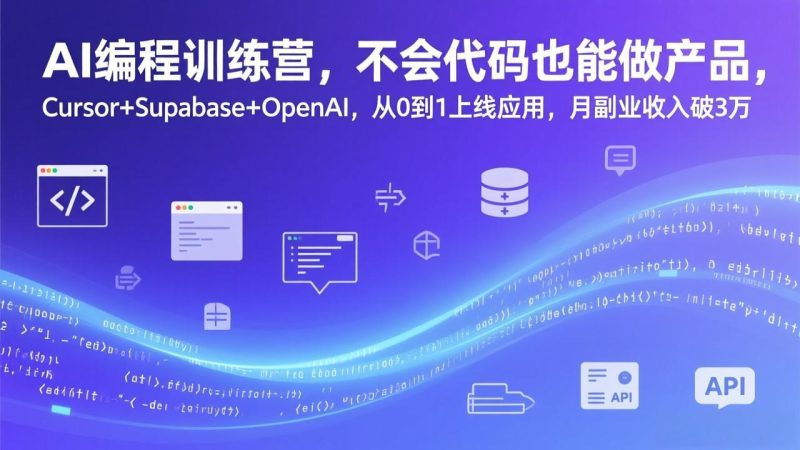 AI编程训练营,不会代码也能做产品,Cursor+Supabase+OpenAI,从0到1上线应用,月副业收入破3万-技研社