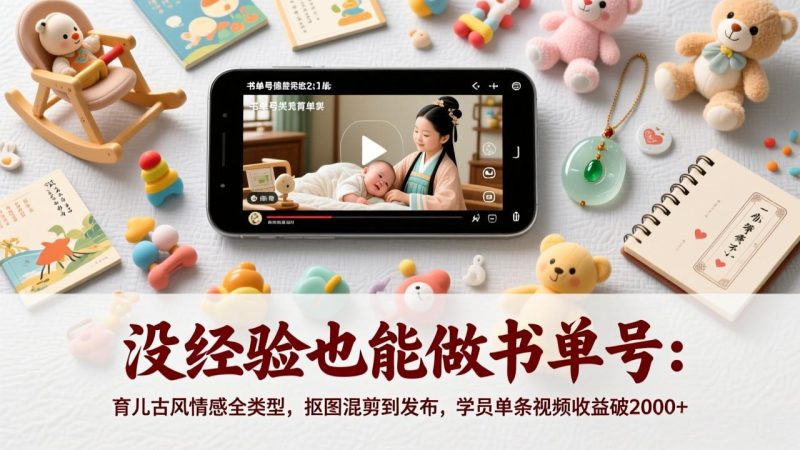 没经验也能做书单号:育儿古风情感全类型,抠图混剪到发布,学员单条视频收益破2000+ - 技研社-技研社