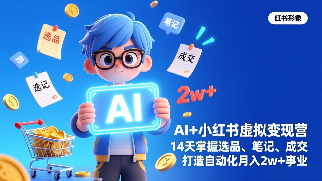 AI+小红书虚拟变现营(完结),14天掌握选品、笔记、成交,打造自动化月入2w+事业 AI+小红书虚拟变现营(完结),14天掌握选品、笔记、成交,打造自动化月入2w+事业