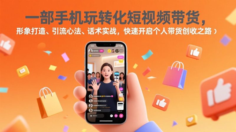 一部手机玩转化短视频带货,形象打造、引流心法、话术实战,快速开启个人带货创收之路 - 技研社-技研社