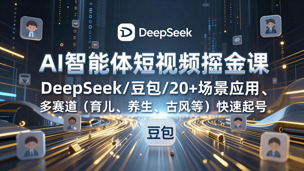AI智能体短视频掘金课,DeepSeek/豆包/20+场景应用、多赛道(育儿、养生、古风等)快速起号 AI智能体短视频掘金课,DeepSeek/豆包/20+场景应用、多赛道(育儿、养生、古风等)快速起号