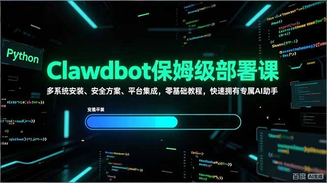 Clawdbot保姆级部署课,多系统安装、安全方案、平台集成,零基础教程,快速拥有专属AI助手 Clawdbot保姆级部署课,多系统安装、安全方案、平台集成,零基础教程,快速拥有专属AI助手