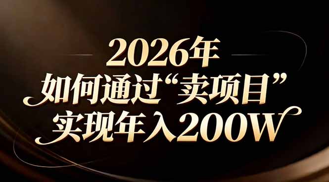 站在2026年的十字路口:一个普通人如何通过卖项目实现年入200万-技研社