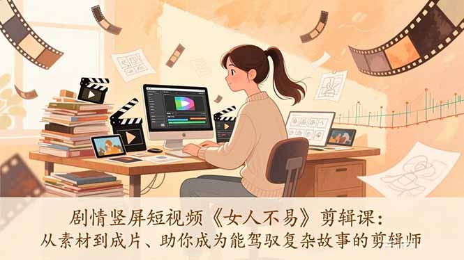 剧情竖屏短视频《女人不易》剪辑课-技研社