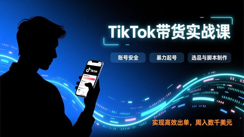TikTok带货实战课,涵盖账号安全、暴力起号、选品与脚本制作,实现高效出单,周入数千美元 - 技研社-技研社