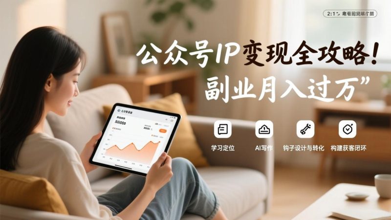 公众号IP变现全攻略,学习定位、AI写作、钩子设计与转化,构建获客闭环,副业月入过万 - 技研社-技研社