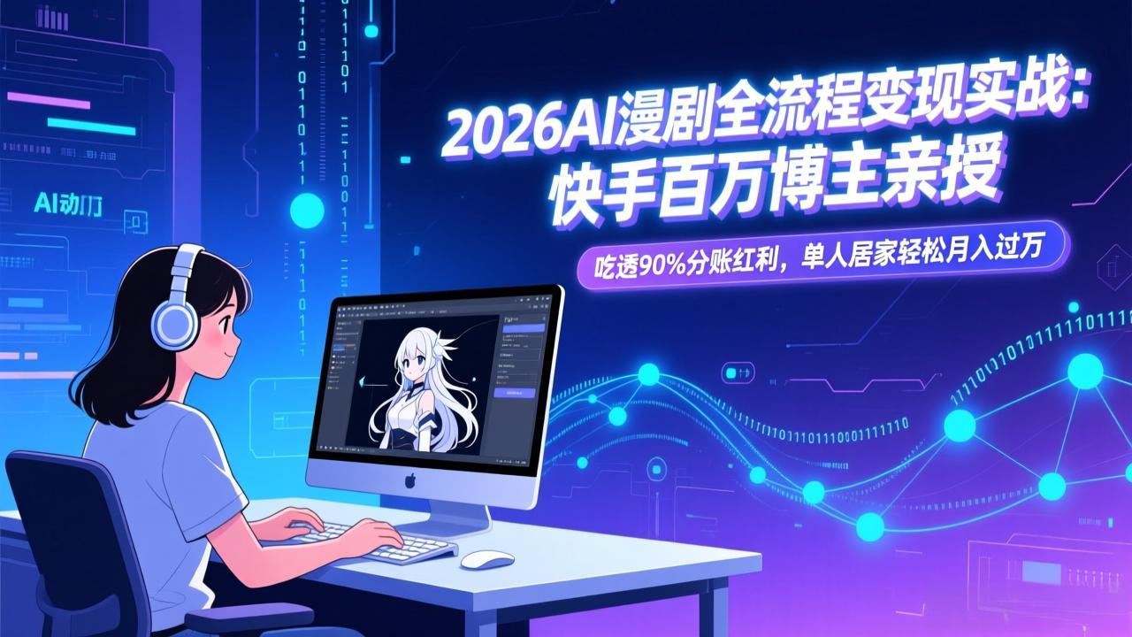 2026AI漫剧全流程变现实战:快手百万博主亲授,吃透90%分账红利,单人居家轻松月入过万 2026AI漫剧全流程变现实战:快手百万博主亲授,吃透90%分账红利,单人居家轻松月入过万