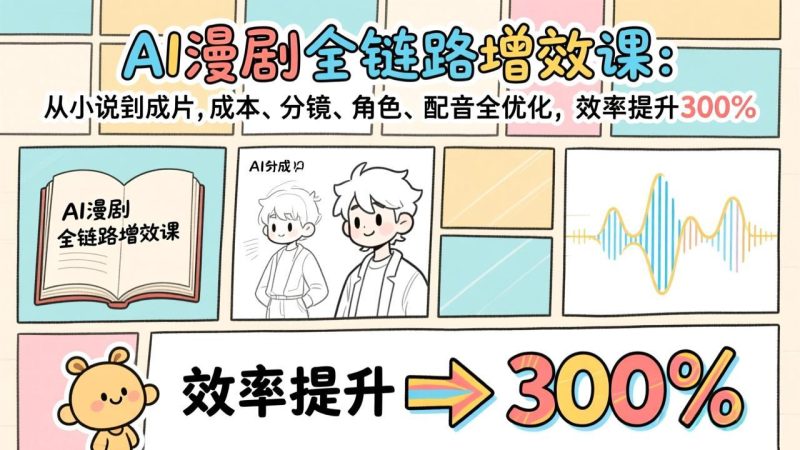 AI漫剧全链路增效课:从小说到成片,成本、分镜、角色、配音全优化,效率提升300% - 技研社-技研社