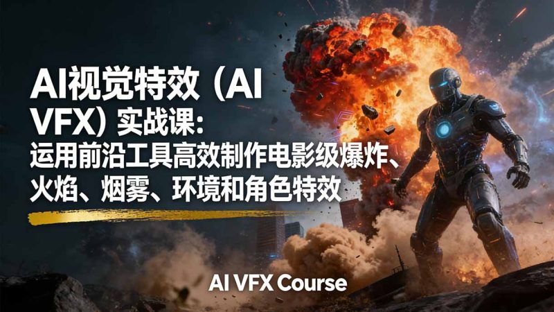 AI视觉特效(AI VFX)实战课:运用前沿工具高效制作电影级爆炸、火焰、烟雾、环境和角色特效 - 技研社-技研社