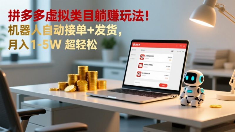 多多虚拟类目躺赚玩法!机器人自动接单+发货,月入 1-5W 超轻松 - 技研社-技研社