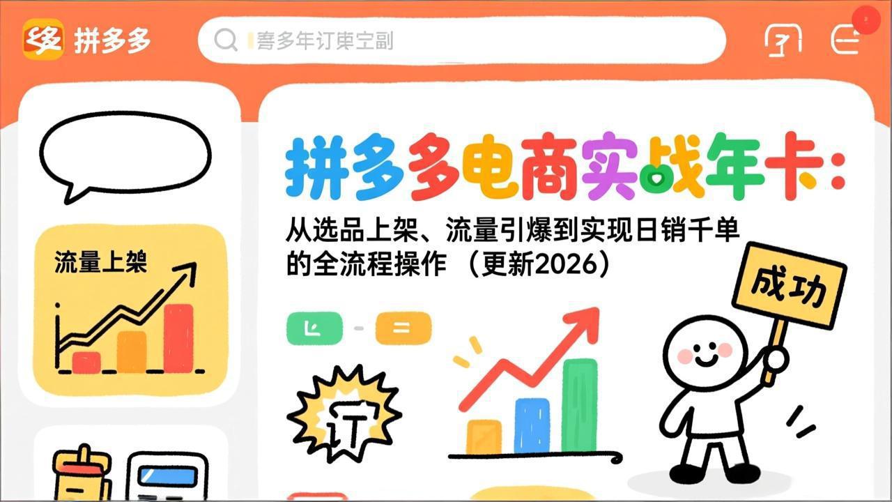 图片[1]-拼多多电商实战年卡：从选品上架、流量引爆到实现日销千单的全流程操作（更新2026）-阿兴说钱