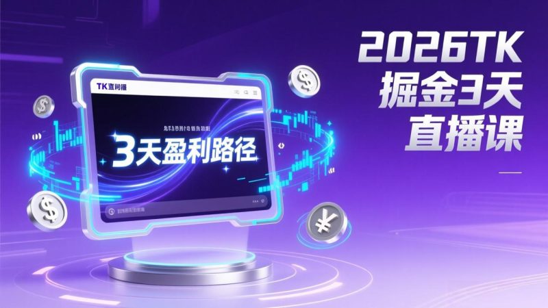 2026TK掘金直播课,起号涨粉+直播带货+商单变现+3天打通盈利路径,月入过万美金 - 技研社-技研社
