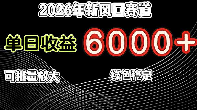 2026年新风口赛道，当日6000+以上，可批量放大，月收入20万+，长期绿色稳定的项目 - 技研社-技研社