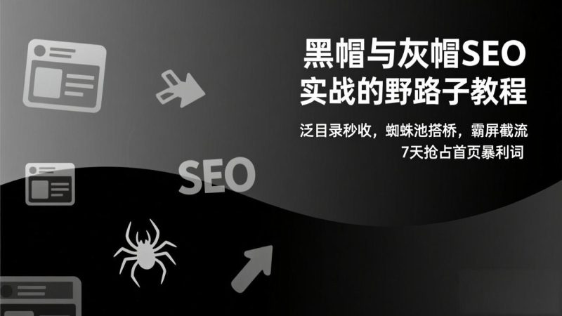 黑帽与灰帽SEO实战的野路子教程:泛目录秒收,蜘蛛池搭桥,霸屏截流,7天抢占首页暴利词 - 技研社-技研社