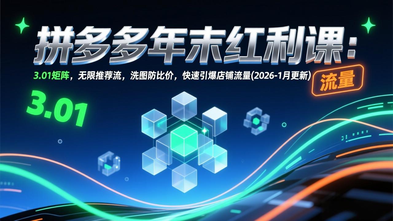 拼多多年末红利课:3.01矩阵,无限推荐流,洗图防比价,快速引爆店铺流量(2026-1月更新) 拼多多年末红利课:3.01矩阵,无限推荐流,洗图防比价,快速引爆店铺流量(2026-1月更新)
