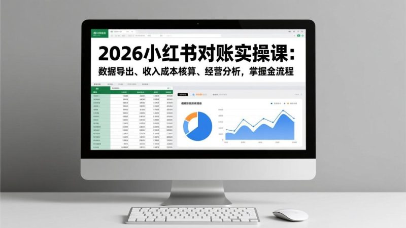 2026小红书对账实操课:数据导出,收入成本核算-技研社