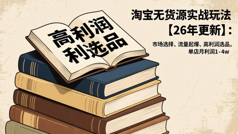淘宝无货源实战玩法【26年更新】:市场选择、流量起爆、高利润选品,单店月利润1-4w - 技研社-技研社