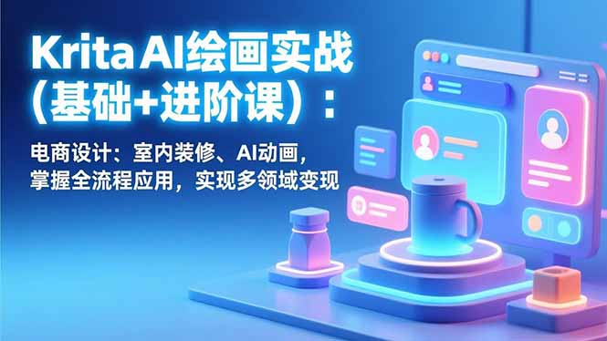 Krita AI绘画实战(基础+进阶课)：电商设计、室内装修、AI动画，掌握全流程应用，实现多领域变现 - 技研社-技研社
