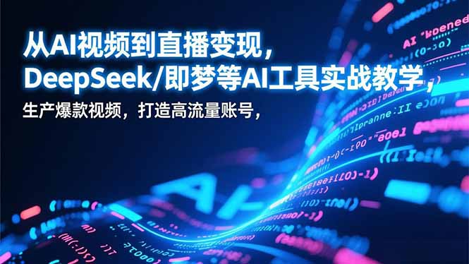 从AI视频到直播变现,DeepSeek/即梦等AI工具实战教学,生产爆款视频,打造高流量账号 从AI视频到直播变现,DeepSeek/即梦等AI工具实战教学,生产爆款视频,打造高流量账号