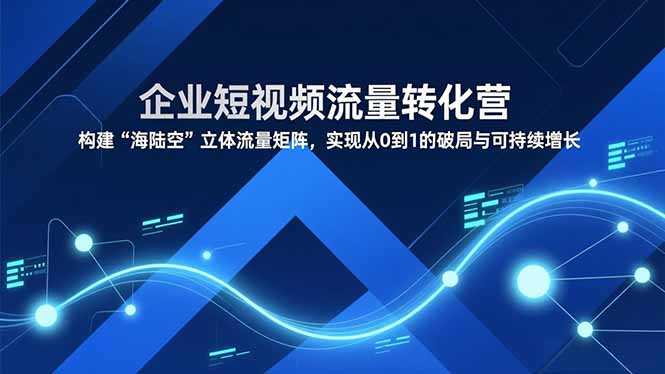 企业短视频流量转化营,构建“海陆空”立体流量矩阵,实现从0到1的破局与可持续增长 企业短视频流量转化营,构建“海陆空”立体流量矩阵,实现从0到1的破局与可持续增长