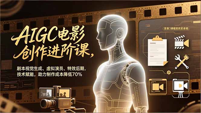 AIGC电影创作进阶课,剧本视觉生成、虚拟演员、特效后期,技术赋能,助力制作成本降低70% AIGC电影创作进阶课,剧本视觉生成、虚拟演员、特效后期,技术赋能,助力制作成本降低70%
