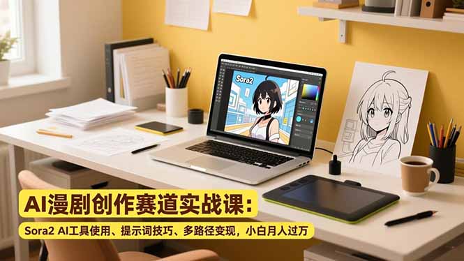 AI漫剧创作赛道实战课:Sora2 AI工具使用、提示词技巧、多路径变现,小白月入过万 AI漫剧创作赛道实战课:Sora2 AI工具使用、提示词技巧、多路径变现,小白月入过万