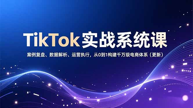 TikTok实战系统课,案例复盘、数据解析、运营执行,从0到1构建千万级电商体系(更新) TikTok实战系统课,案例复盘、数据解析、运营执行,从0到1构建千万级电商体系(更新)