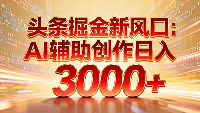 头条掘金新风口:AI辅助创作日入3000+,矩阵玩法当天启动隔天见效-技研社