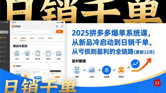 2025拼多多爆单系统课,从新品冷启动到日销千单、从亏损到盈利的全链路(更新12月) 2025拼多多爆单系统课,从新品冷启动到日销千单、从亏损到盈利的全链路(更新12月)