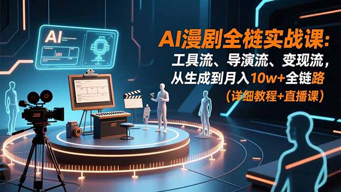 AI漫剧全栈实战课:工具流、导演流、变现流,从生成到月入10w+全链路 (详细教程+直播课) AI漫剧全栈实战课:工具流、导演流、变现流,从生成到月入10w+全链路 (详细教程+直播课)