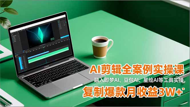 AI剪辑全案例实操课，融入即梦AI、豆包AI、星绘AI等工具实操，复制爆款月收益3W+ - 技研社-技研社