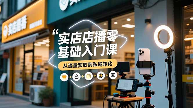 实体店播零基础入门课，实体店+短视频+直播+微信生态+私域社群，从流量获取到私域转化 - 技研社-技研社