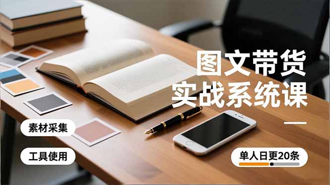 图文带货实战系统课,工具使用、素材采集、防同质化,单人日更20条月入3w+ 图文带货实战系统课,工具使用、素材采集、防同质化,单人日更20条月入3w+
