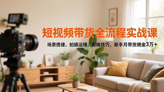 短视频带货全流程实战课,场景搭建、拍摄运镜、剪辑技巧,新手月带货佣金3万+ 短视频带货全流程实战课,场景搭建、拍摄运镜、剪辑技巧,新手月带货佣金3万+