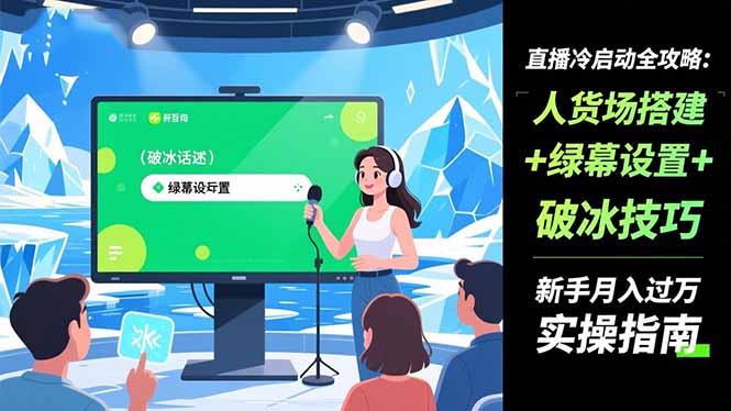 直播冷启动全攻略:人货场搭建+绿幕设置+破冰技巧,新手月入过万实操指南-技研社