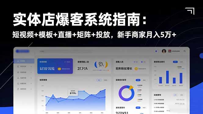实体店爆客系统指南:短视频+模板+直播+矩阵+投放,新手商家月入5万+-技研社