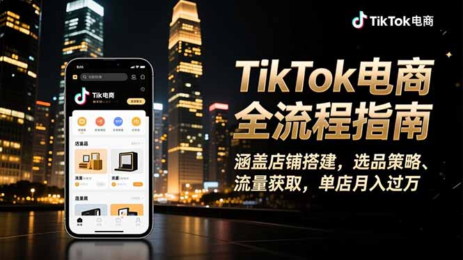 TikTok电商全流程指南,涵盖店铺搭建、选品策略、流量获取,单店月入过万 TikTok电商全流程指南,涵盖店铺搭建、选品策略、流量获取,单店月入过万