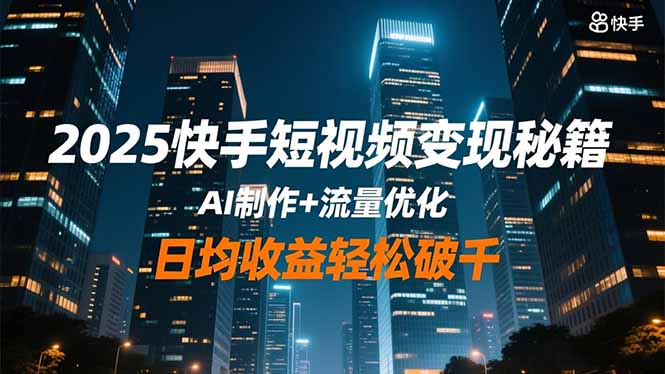 2025快手短视频变现秘籍,AI制作+流量优化,日均收益轻松破千 2025快手短视频变现秘籍,AI制作+流量优化,日均收益轻松破千