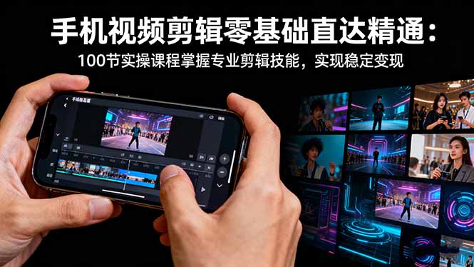 手机视频剪辑零基础直达精通：100节实操课程掌握专业剪辑技能，实现稳… - 技研社-技研社